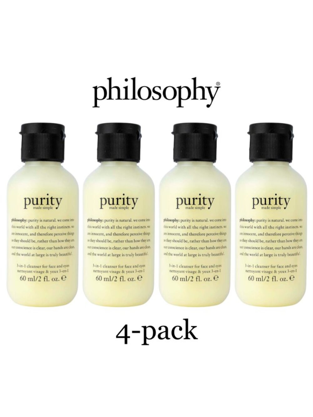 *NEW SEALED* Philosophy Purity Made Simple 3-in-1 Facial Cleanser 2 oz 4-Pack